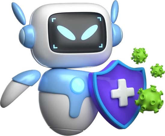 Cybì, la mascotte di CyberAcademy: un piccolo robot con uno scudo